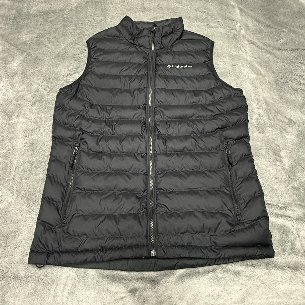 Columbia Vest Mens M Black Omni-Heat Quilted Puffer Zip Pockets